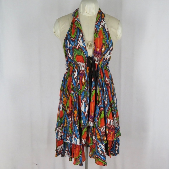 Free People Dresses & Skirts - Free People One Ikat Halter Dress M Bright Colors